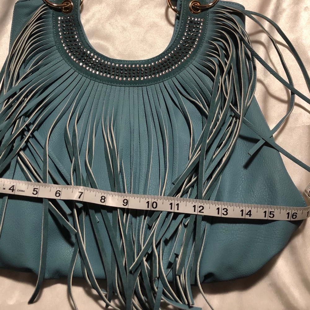 💙Sasha Vieta Aqua Vegan Leather Fringe Bag - Picture 13 of 16